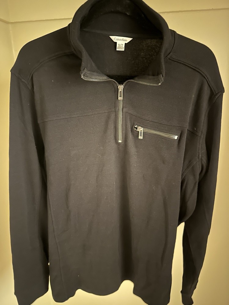 Calvin Klein Men’s Quarter Zip Pullover Sweater Black Size XL
