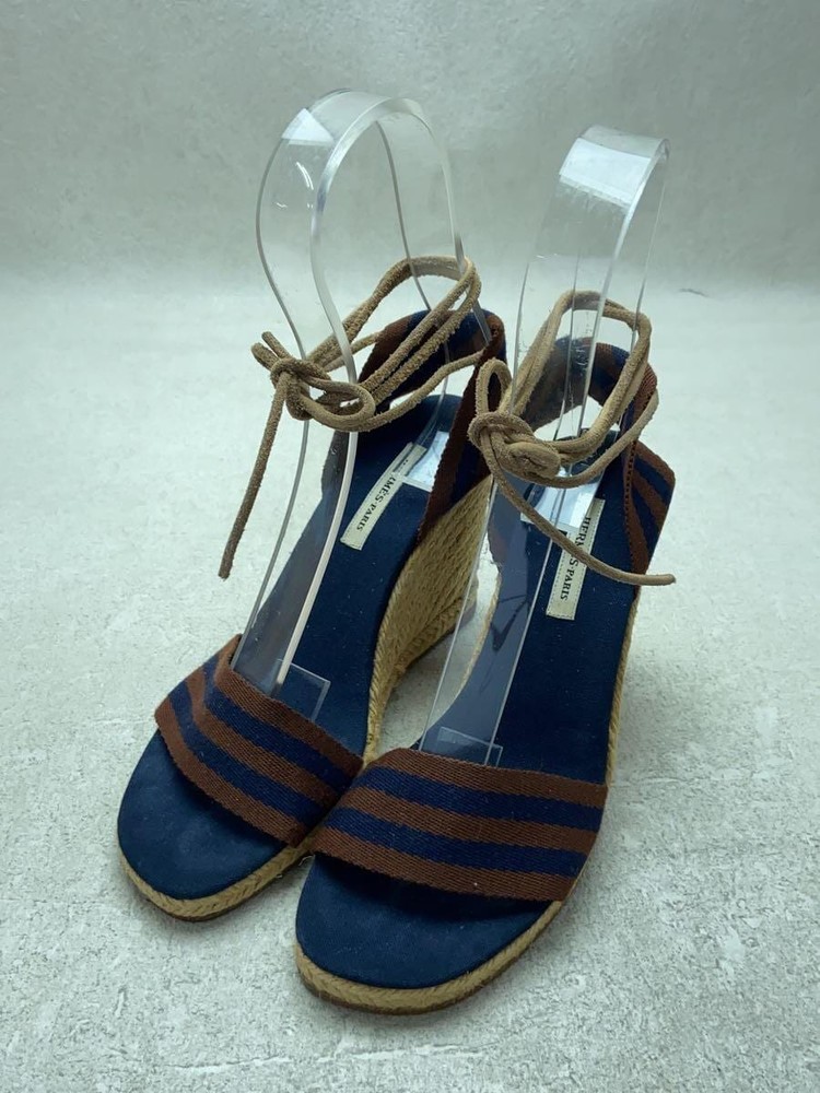 Authentic HERMES Lace-up Espadrille Sandals Wedge Sole EU 36 Brown F/S Used