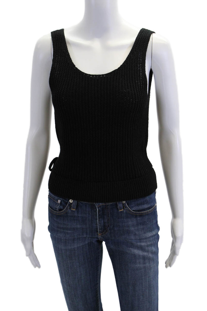 Vince Womens Tie Closure Sleeveless Tank Top Black Cotton Size Extra SmallFree Shipping in US $100+ Orders | $6.95 Orders Below