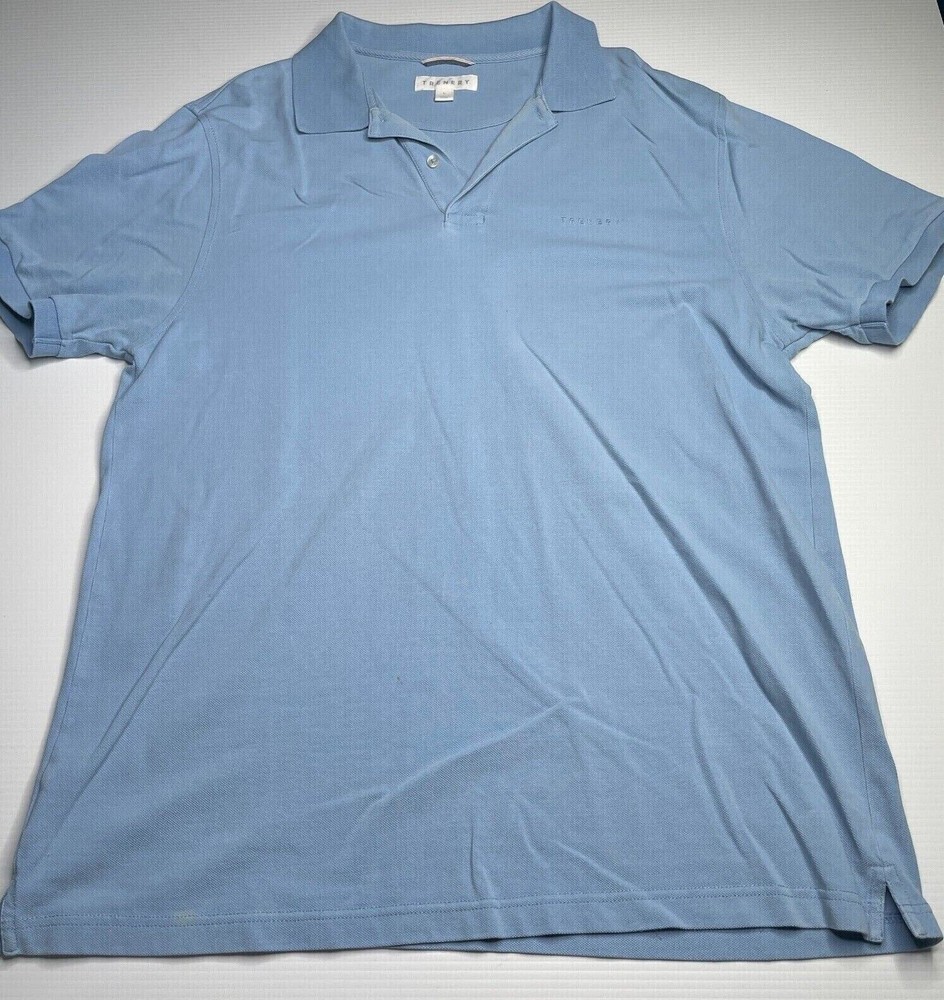Trenery Slim Fit Logo Collared Polo Shirt for Men Size L Blue Casual Sports Style