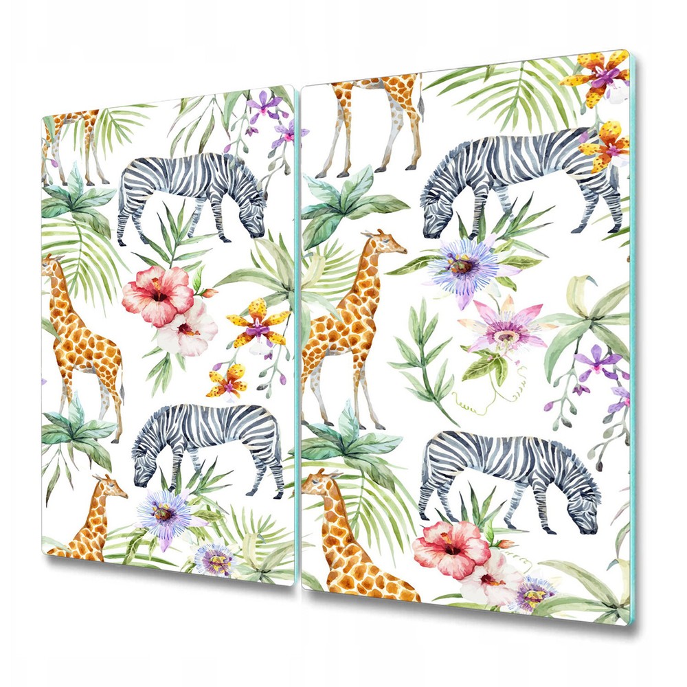 Glass Kitchen Chopping Board Exotic Giraffe Zebra Jungle wildlife 2x30x52
