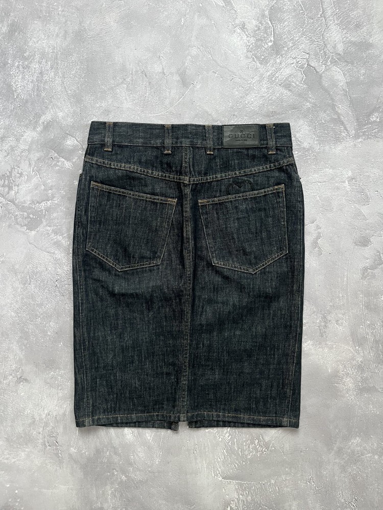 GUCCI Denim Skirt Gray Women's Size 38 Heart Logo Pockets Jeans