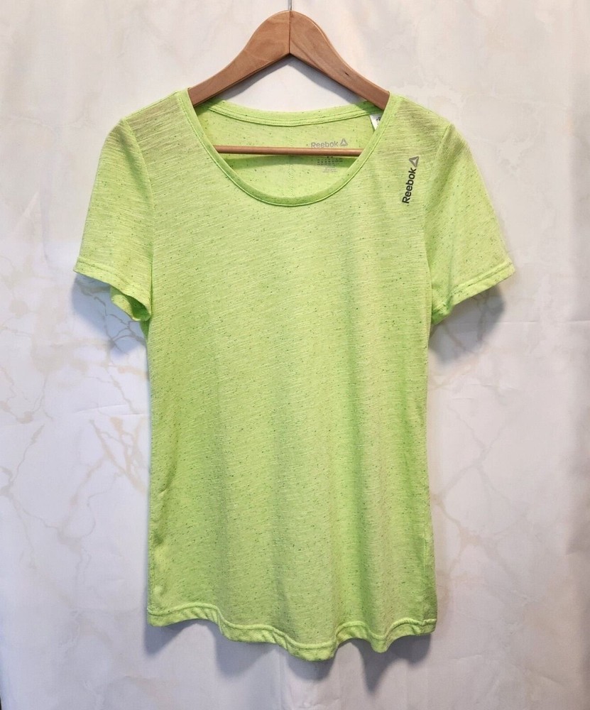 Reebok Women's Size M Neon Green Short Sleeve Sheer Workout Athletic T-Shirt