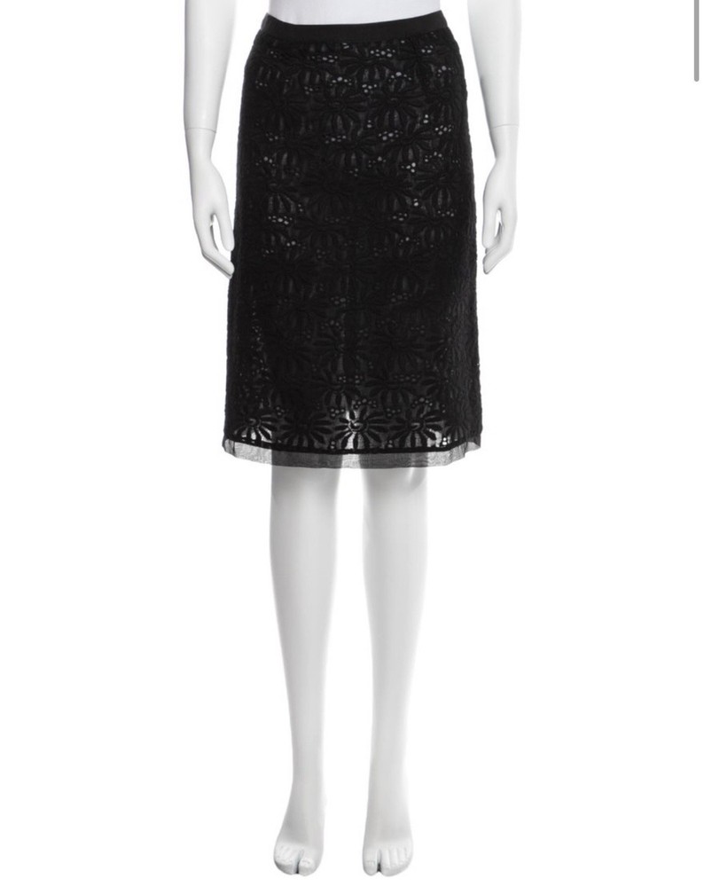Dolce & Gabbana Women's Black Floral Lace Pattern Knee Length Skirt XS US2 IT38