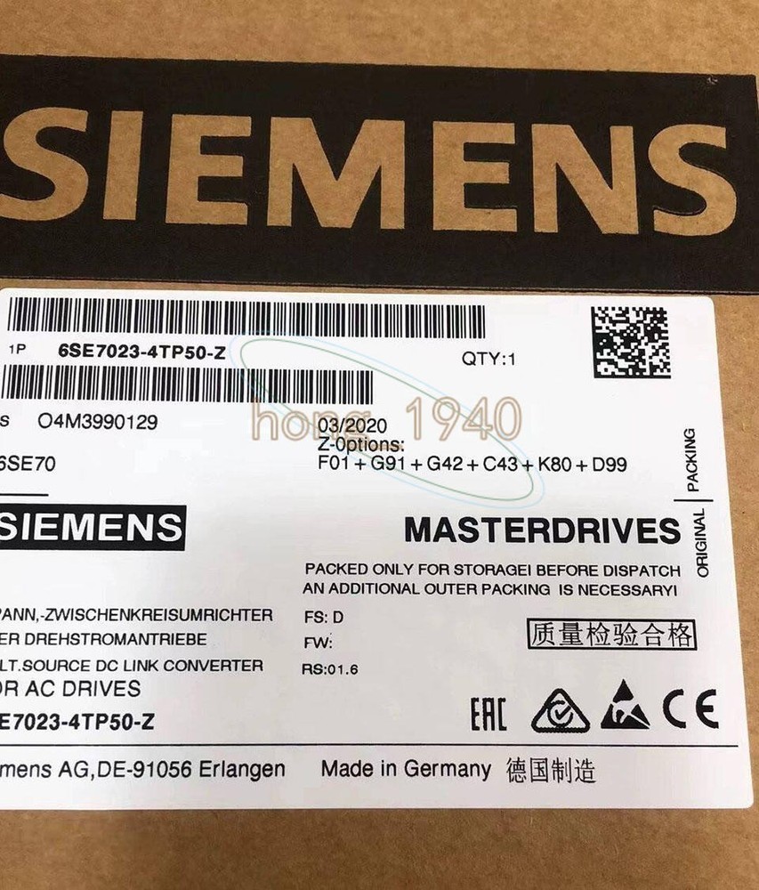 One New Siemens Main Drive 6Se7023-4Tp50-Z Z=F01+G91+G42+C43+K80+D99