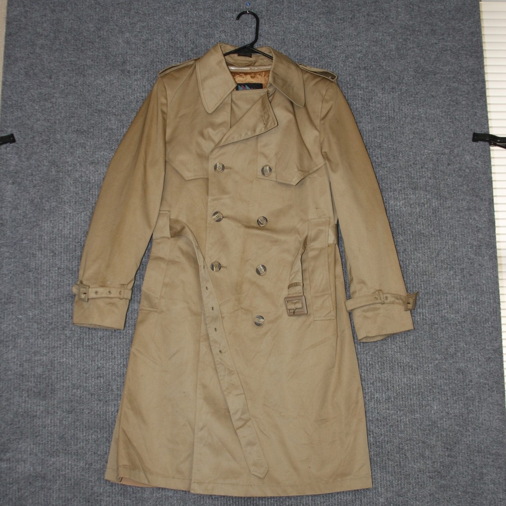 Lorenzo Brione Trench Coat Mens 40R Tan Double Breasted Belted Water Repellent