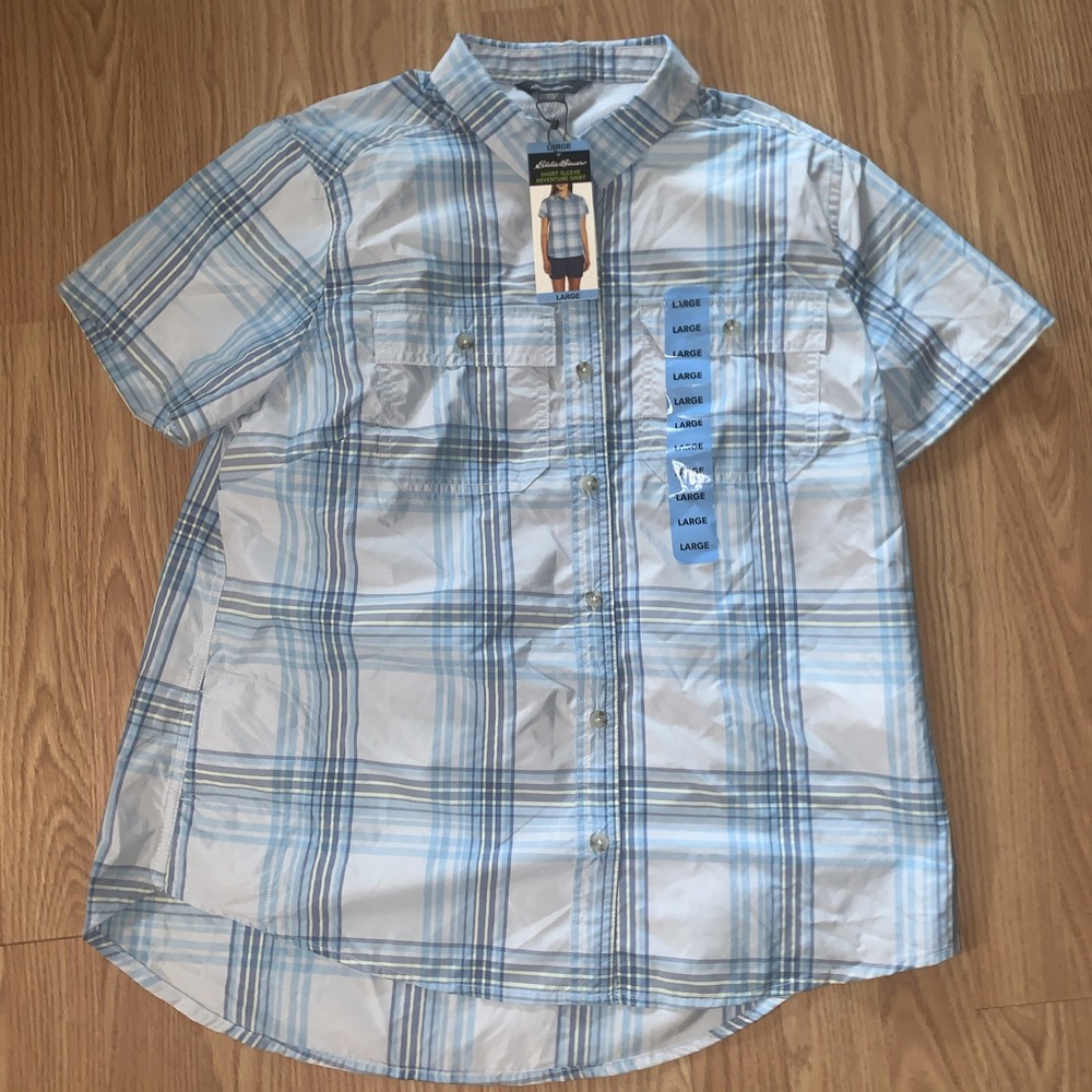 NWT Women’s Size L Eddie Bauer Adventure Shirt Blue Plaid
