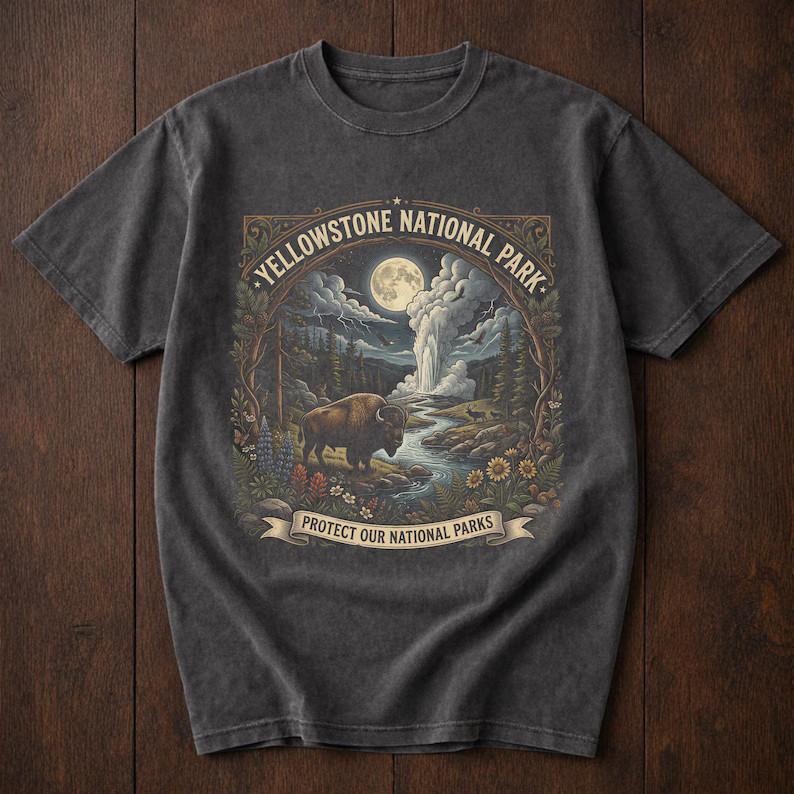 Yellowstone National Park Vintage Comfort Tee Retro Nature Gift