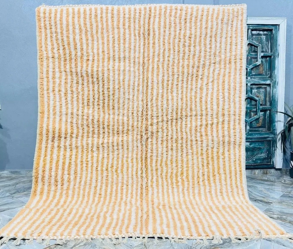 Hand Knotted Moroccan Berber Beni Ourain Wool Rug Handmade Design Carpet Rug