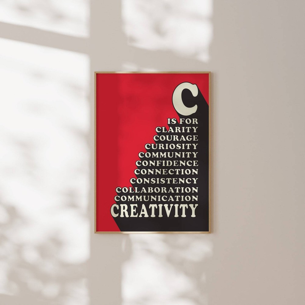 C Is For Creativity Wall Art Creativity Poster Creativity Quotes Retro Red Wall