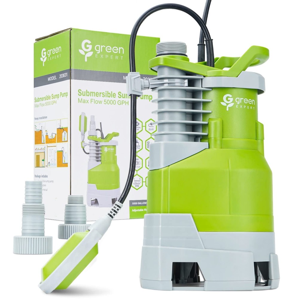 1.5HP 5000GPH Sump Pump Auto/Manual Switch 25ft Cord for Basement Pool Flooding