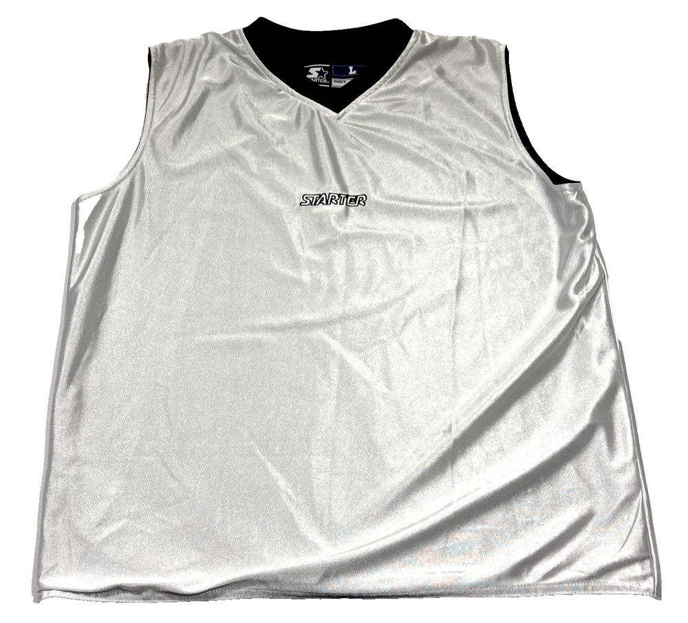 Vintage 90s Starter Reversible Dazzle Mesh Jersey Mens L White Black Sleeveless