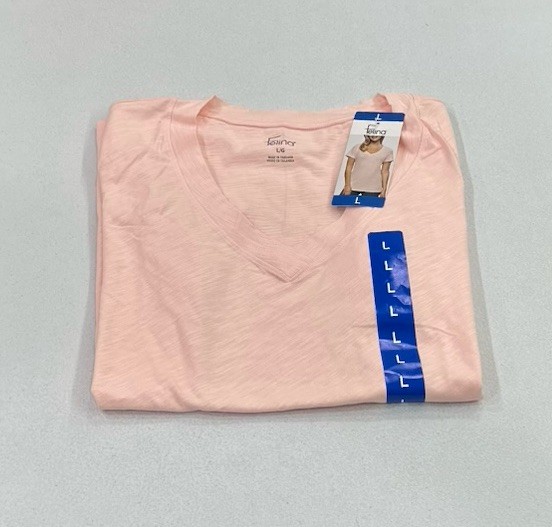Felina Women's V-Neck Short Sleeve T-Shirt, Pink (Pink Salt), Size L