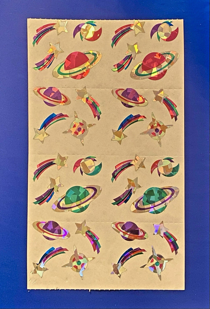 Vintage Mrs Grossman’s Sparkle Prism Stickers 1993 Space Planets Shooting Stars