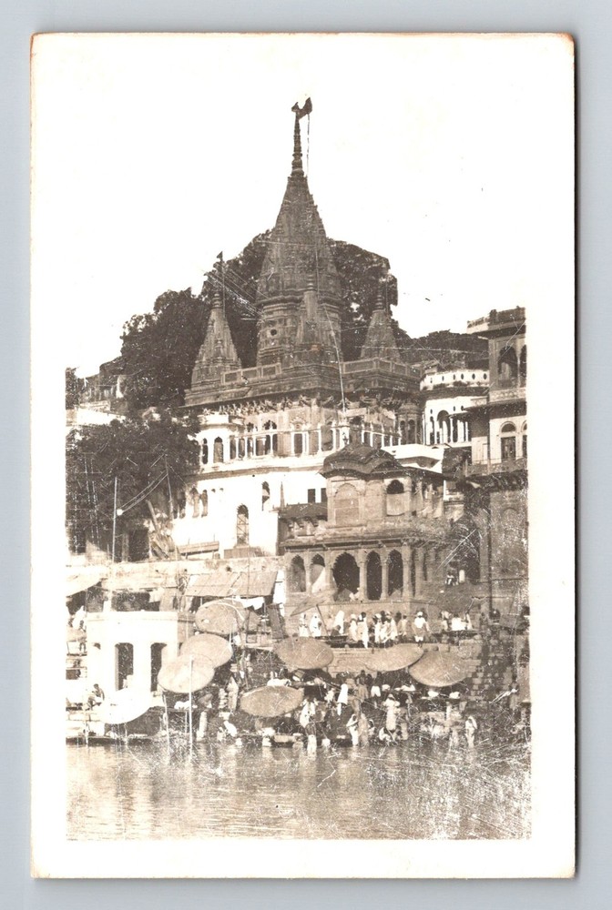 India- Presumably A Famous Lakeside Medevial Spa/Bathhouse Old Vintage Postcard