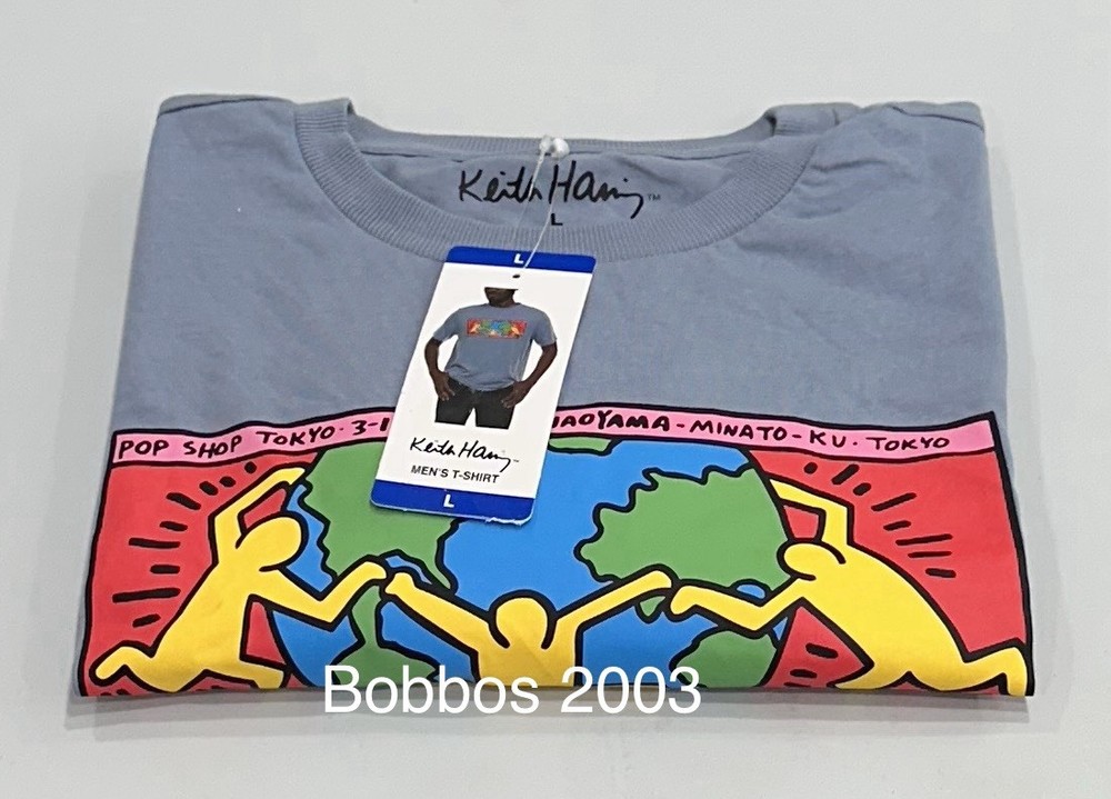 Keith Haring Men's Graphic T-Shirt, Blue, Size L