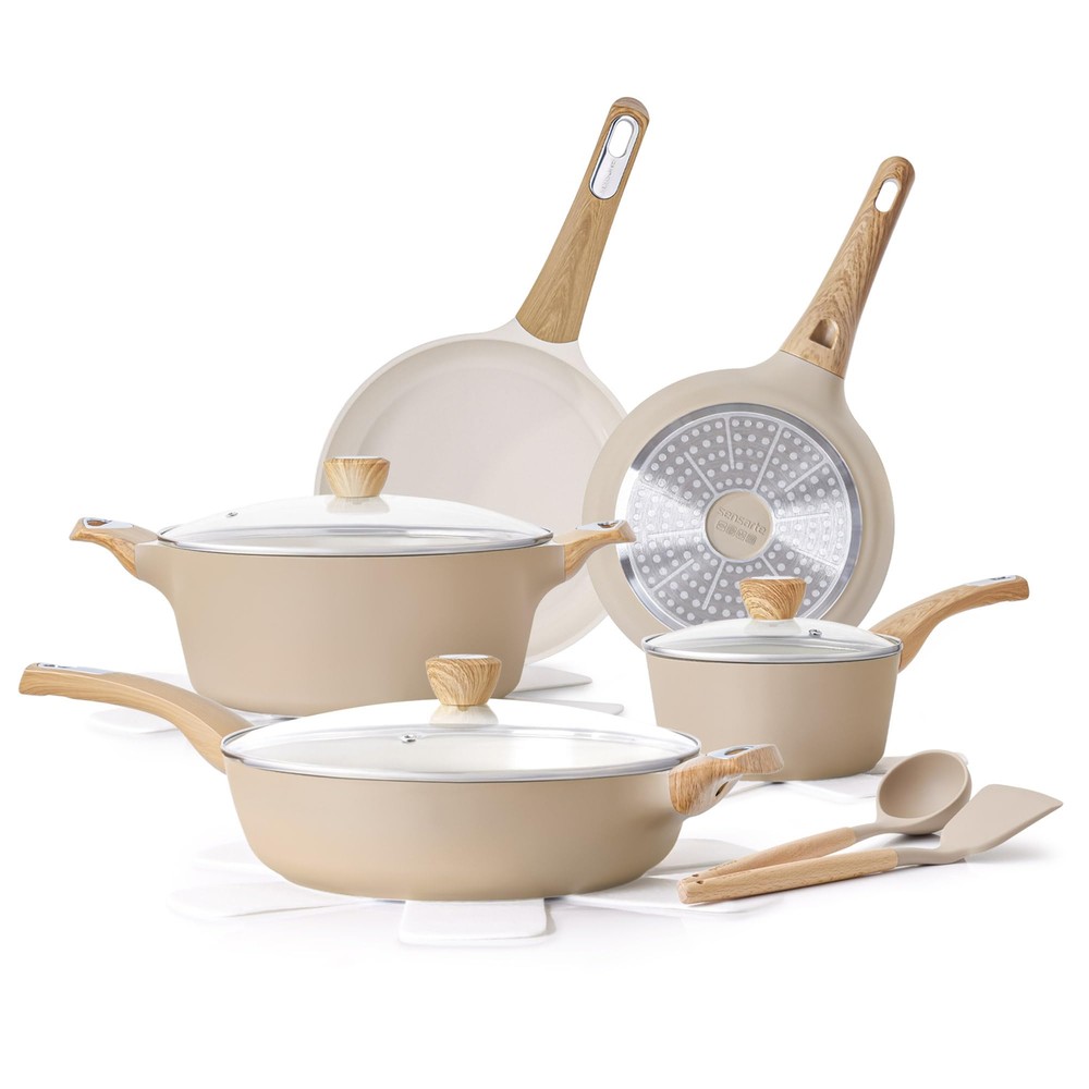 Ceramic Pots and Pans Set Nonstick, Kitchen Cookware Sets, 14-Piece Induction...