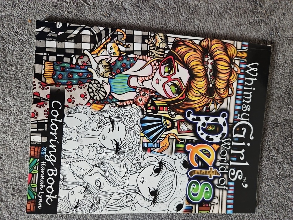 Whimsy Girls Fantasy Coloring Books Lot of 2 World of Pets & Girls at Work