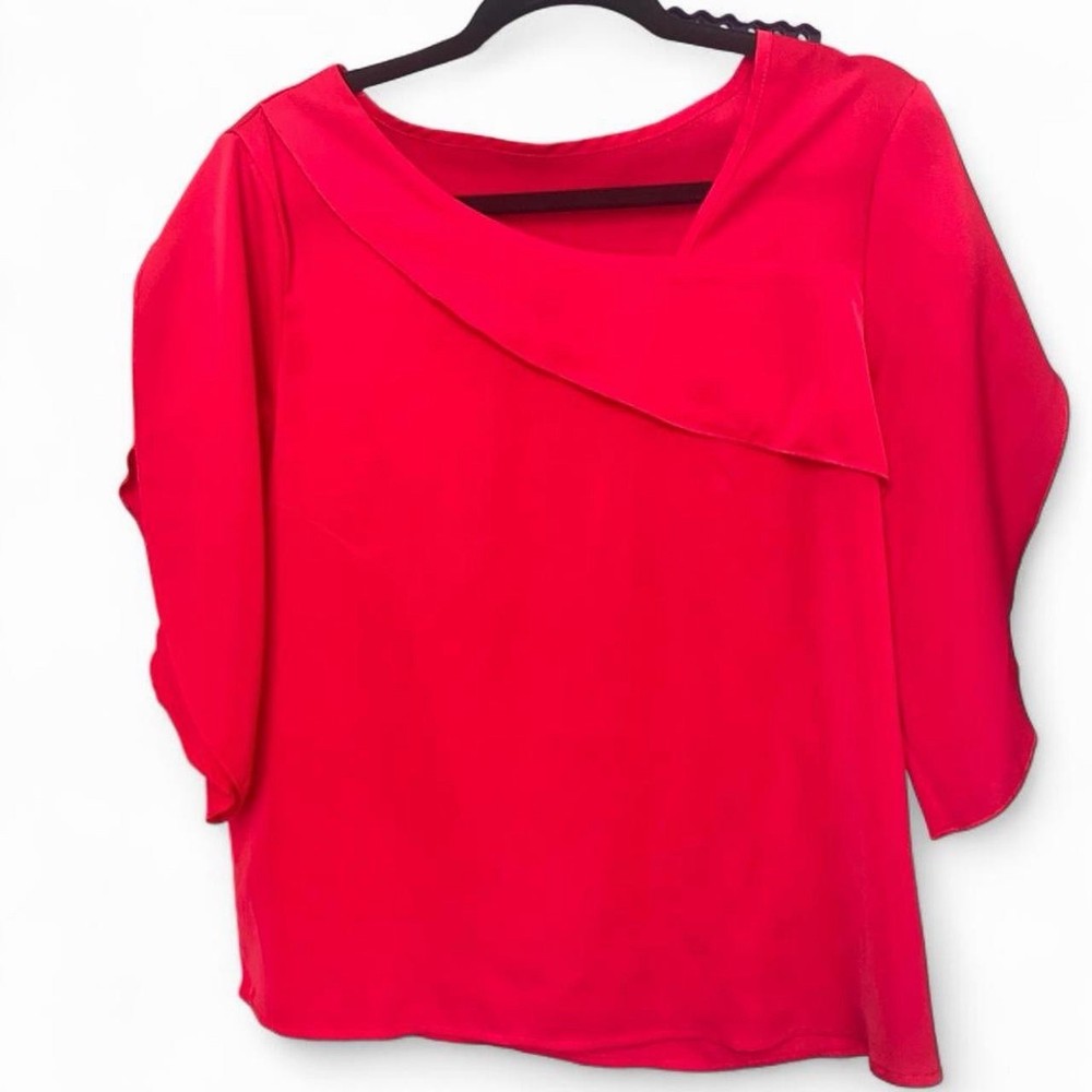 SHEIN Women’s Red Asymmetrical Neckline Blouse Size Large