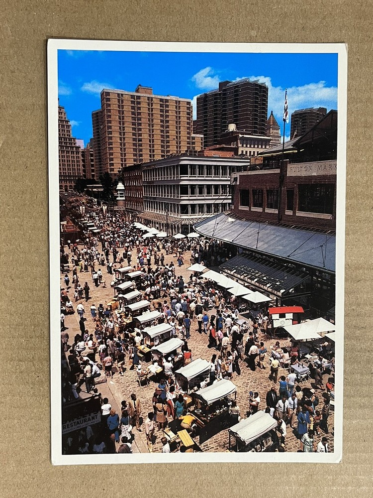 Postcard New York City NY NYC South Street Seaport Fulton Market Vintage PC
