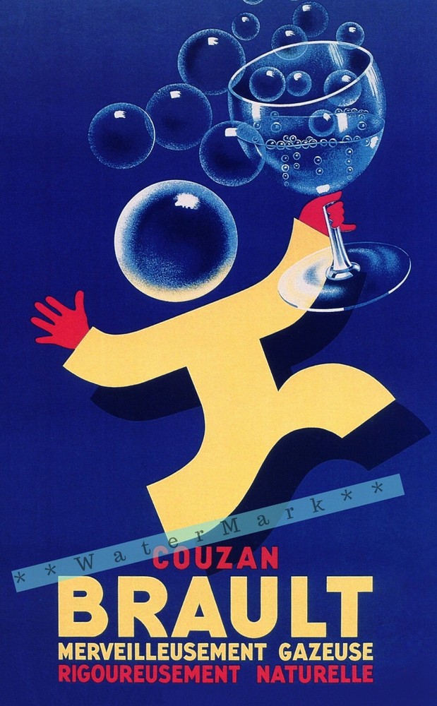Brault 1940 Couzan Sparkling Mineral Water Vintage Poster Print Wall Art Deco