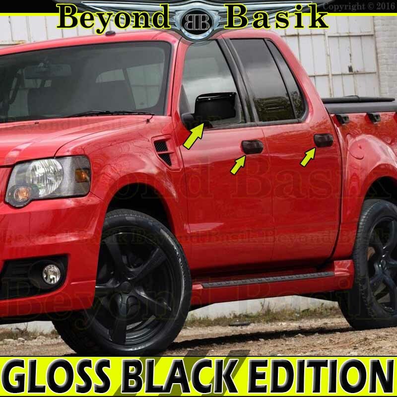 2006-2010 FORD EXPLORER 07-10 SPORT TRAC Door Handle COVERS+Mirrors GLOSSY BLACK
