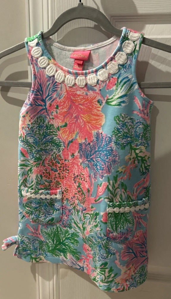 Lilly Pulitzer Girls Dress Pink and Blue Size S (4-5) EUC