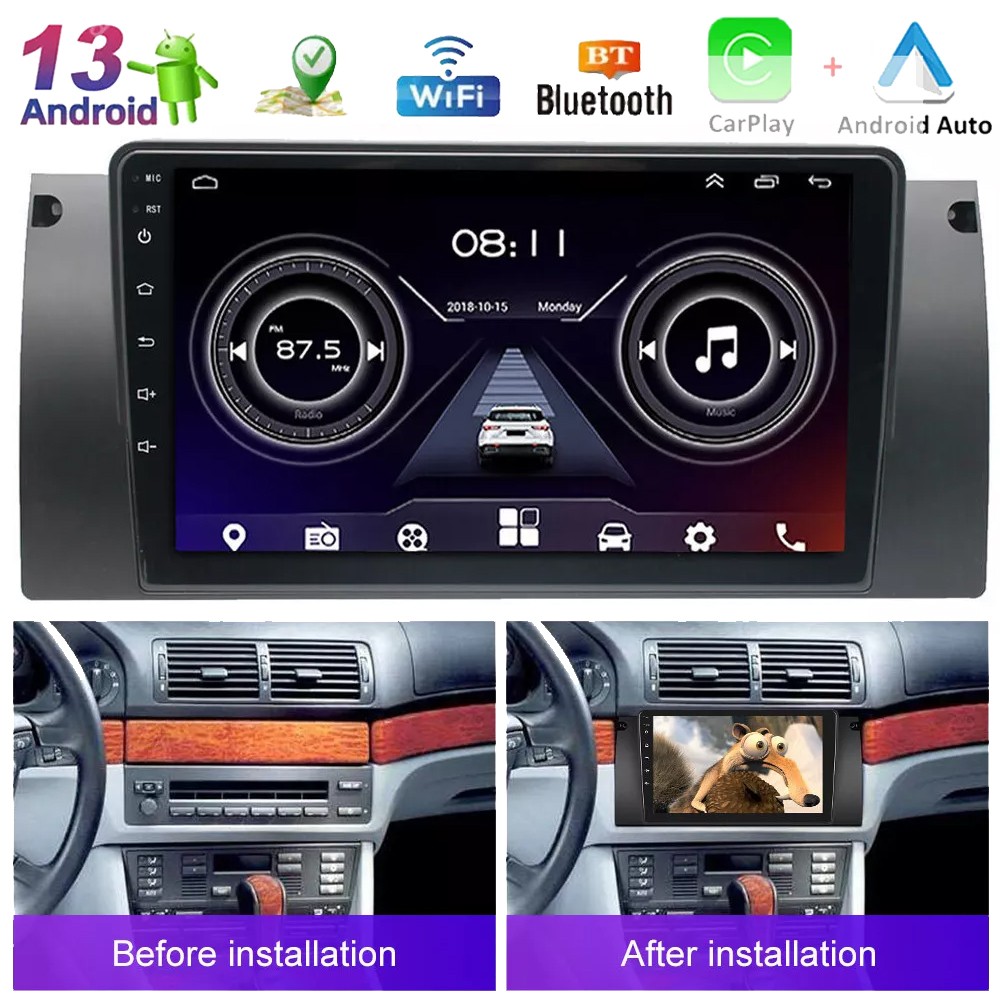For BMW E38 E39 E53 E90 X5 Carplay Android14 Car Stereo Radio BT GPS Navi 2+32GB