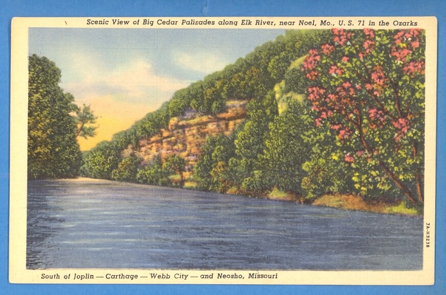 Missouri - Scenic View Of Big Cedar Palisades Along Elk River, Near Noel Pc 208