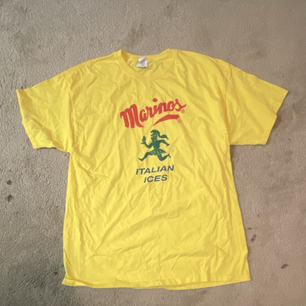 Fruit of the Loom Marinos Italian Ices Graphic Men's Yellow HD Cotton T-Shirt XL