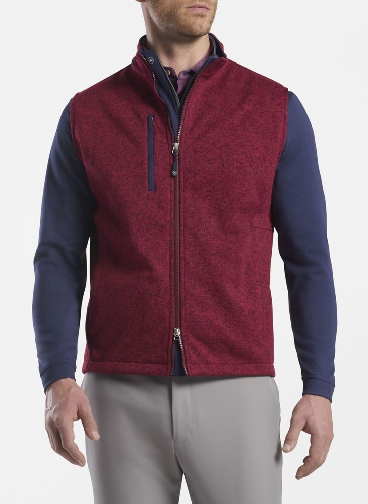 Peter Millar Men's Condor Fleece Vest in Red for Golf & Outdoor Fall Wear