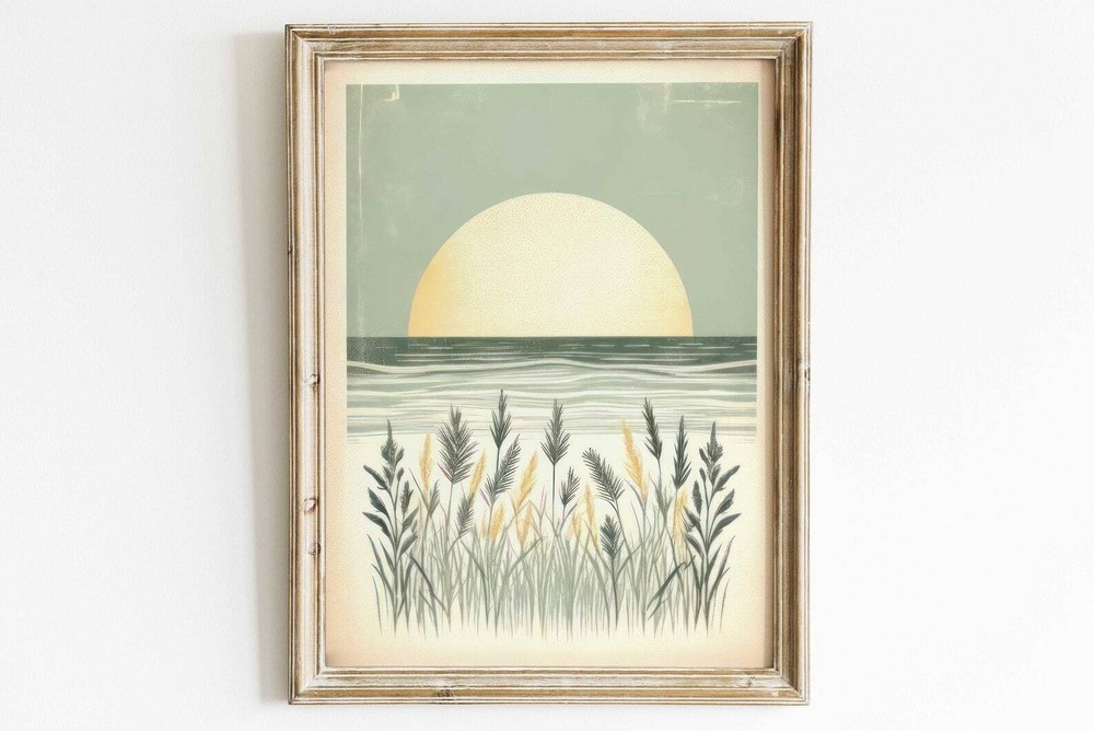 Sea Painting Coastal Home Decor Sunset Print Beach Wall Decor Coastal Wall Art
