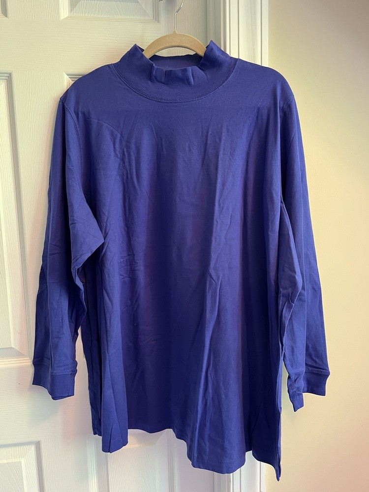 LS SHIRT - Woman Within -Royal Blue - Knit Mock Turtleneck - Sz 2X (26/28) -NWoT