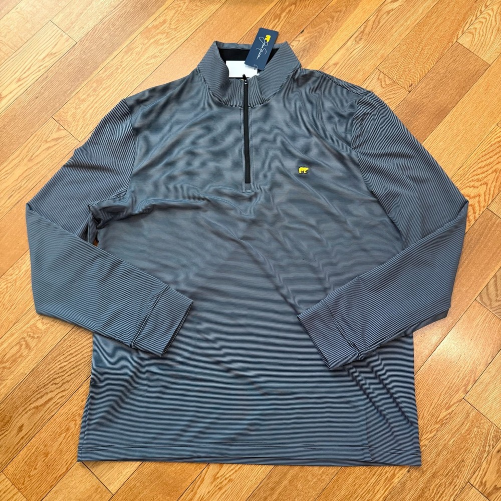 Jack Nicklaus Quarter 1/4 Zip Caviar Striped Golf Men’s L Long Sleeve NWT READ