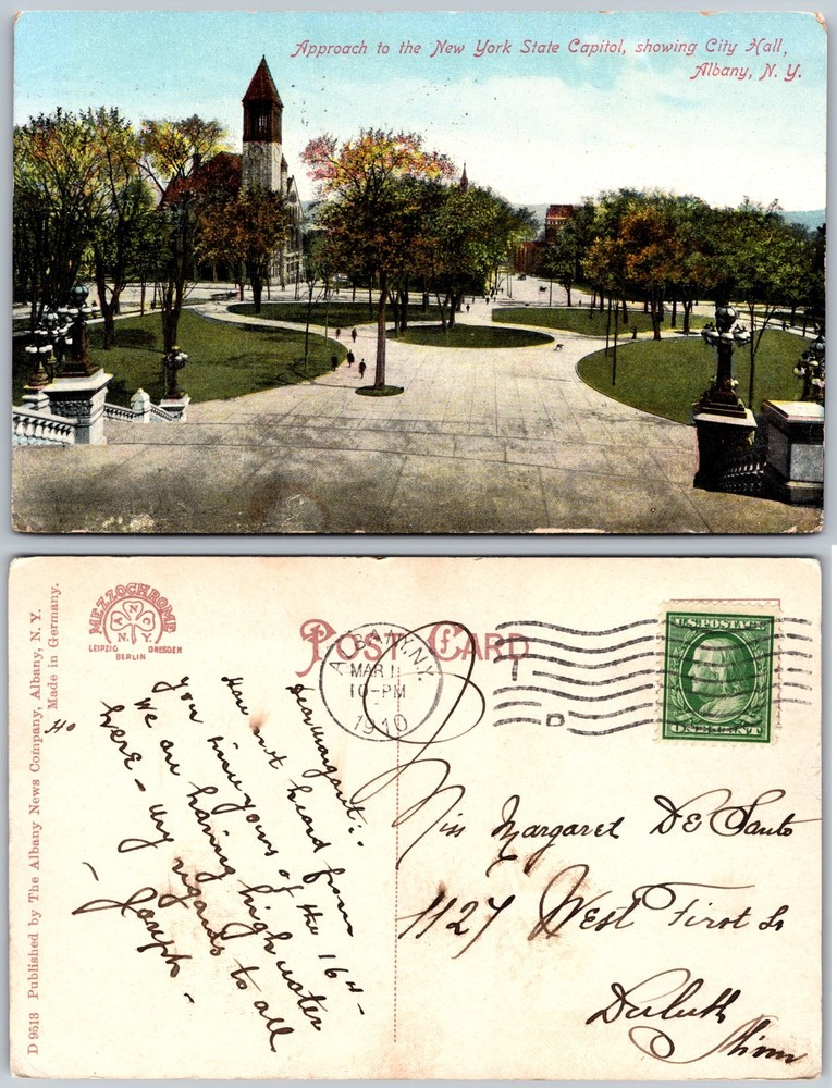 Albany NY State Capitol City Hall Postcard