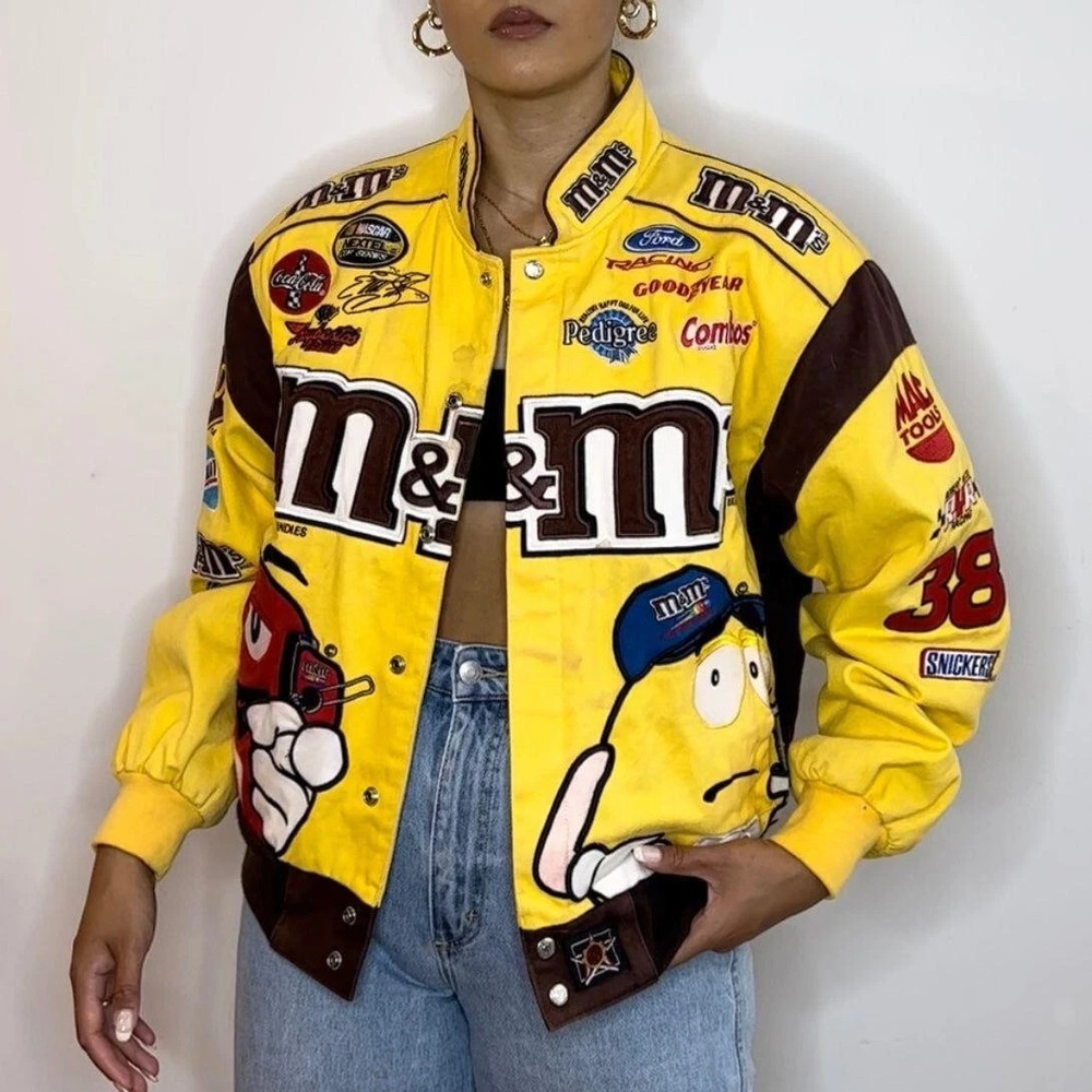 NASCAR Vintage M&M Racing Jacket – Adult | High-Quality Embroidery & Printing
