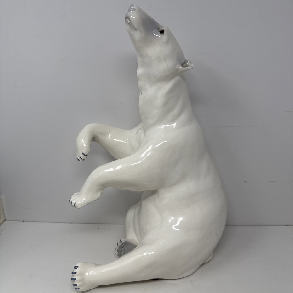 Large  Vintage Freeman McFarlin Porcelain Ceramic Polar Bear Figurine. Pictures