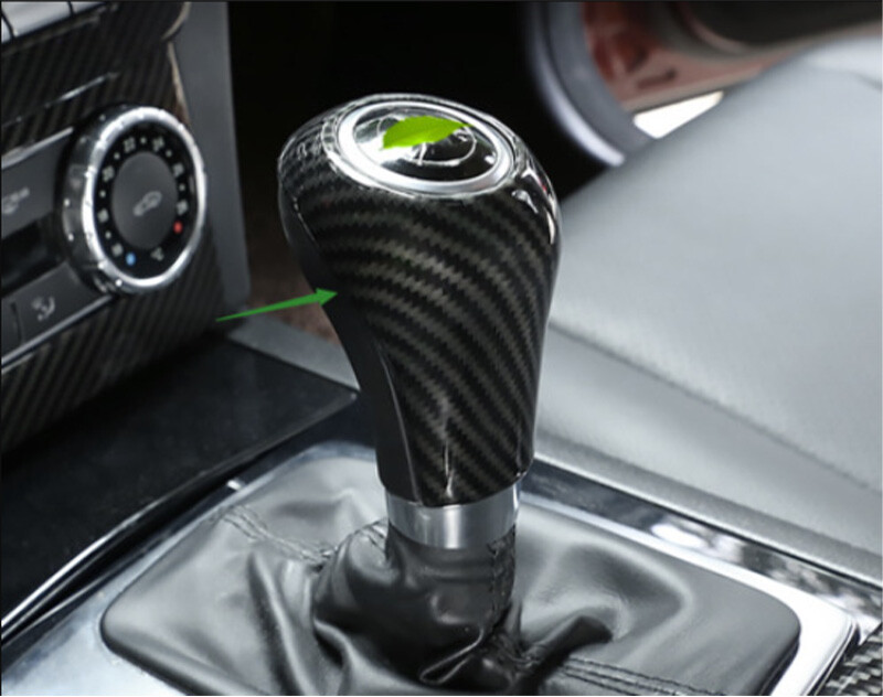 Carbon Fiber Style Gear Head Shift Knob Cover Grip For Mercedes Benz GLK 12-2015