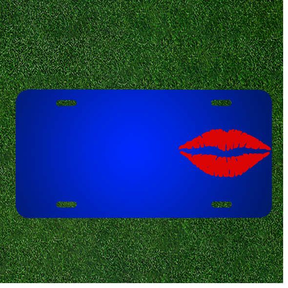 Custom Red Kiss Mouth License Plate with Personalized Names Added