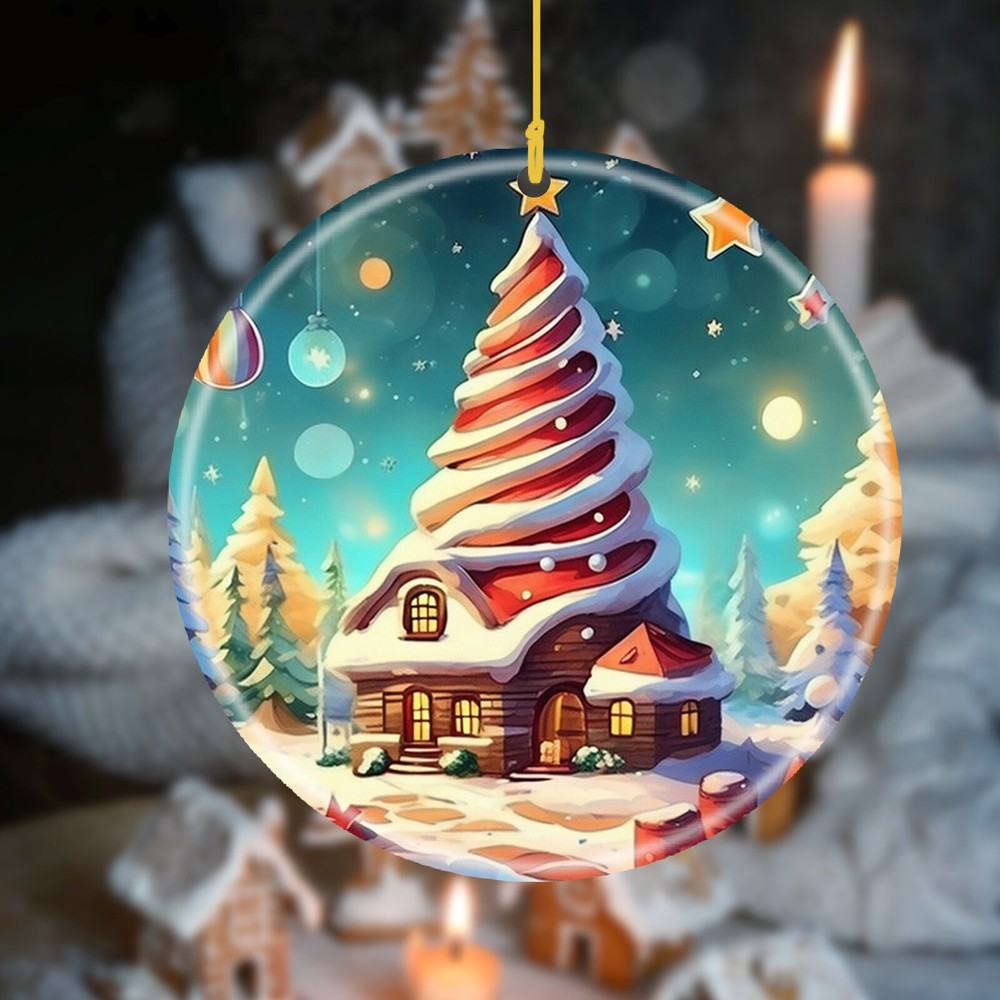 Custom Text Name Personalized Image Ceramic Holiday Ornament Christmas Accent-image