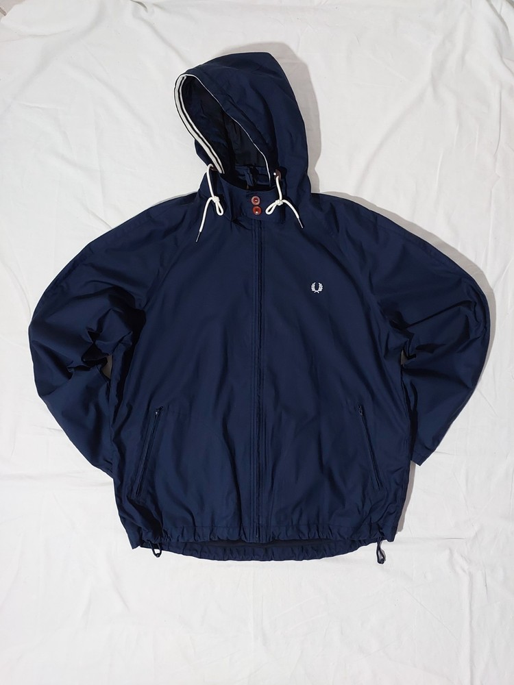 Fred Perry Hooded Jacket Full Zip Dark Blue Size XL