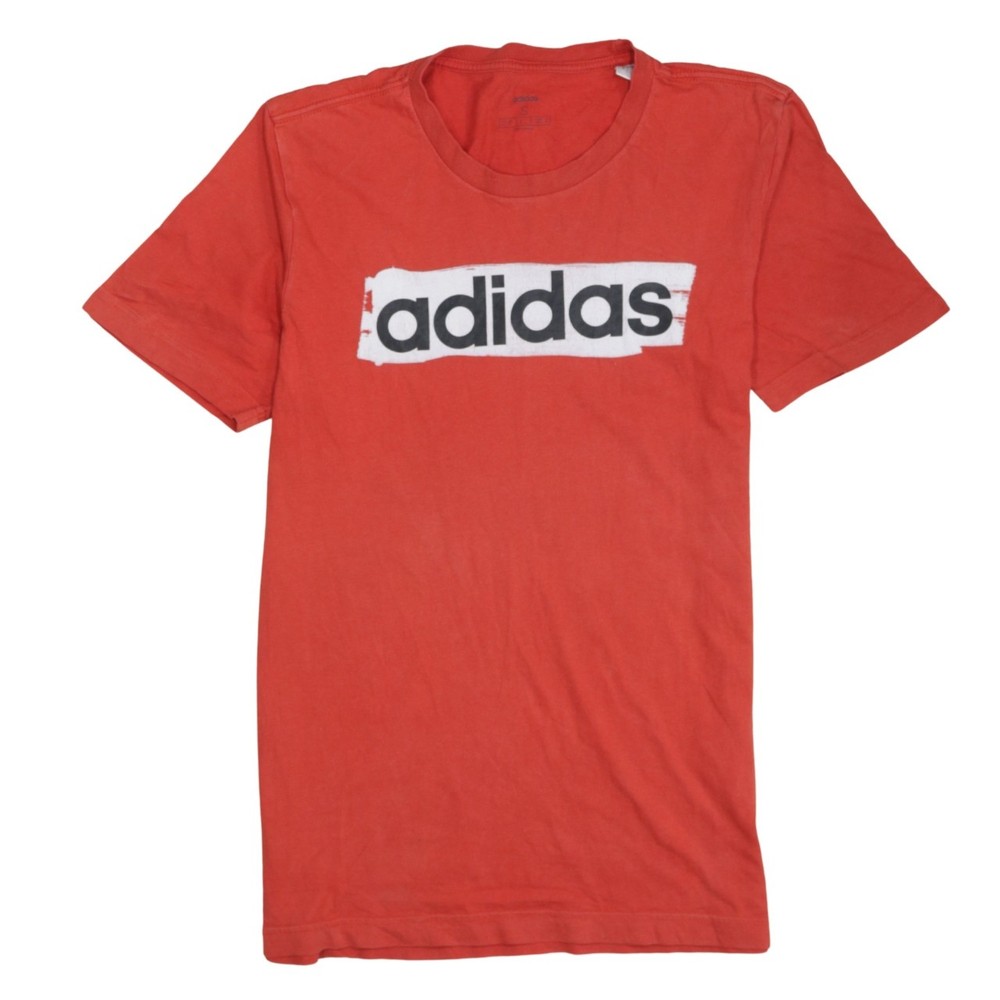 Adidas Mens T Shirt Red Originals Performance Box Logo Graphic Sports Tee S