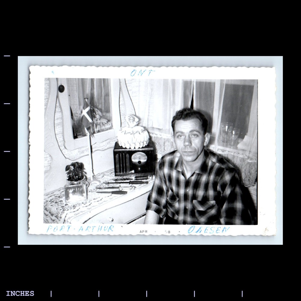Vintage Photo PORT ARTHUR ONTARIO CANADA MAN BY RADIO 1958