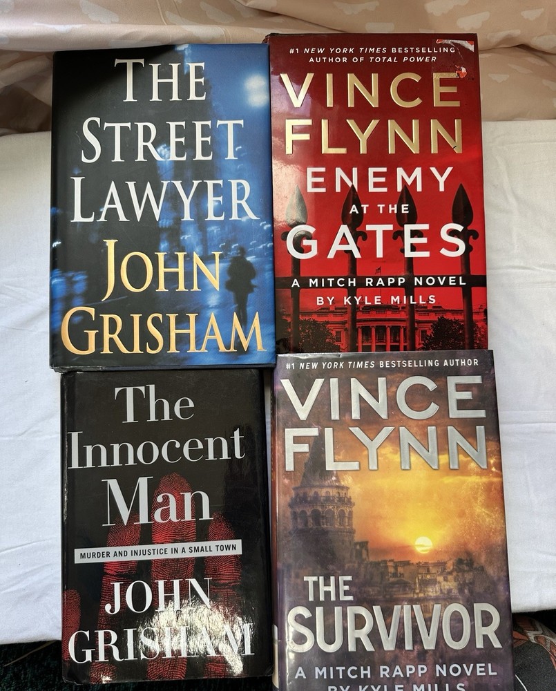 John Grisham & Vince Flynn Hardcover Book Lot of 4 Thriller Mystery Novels
