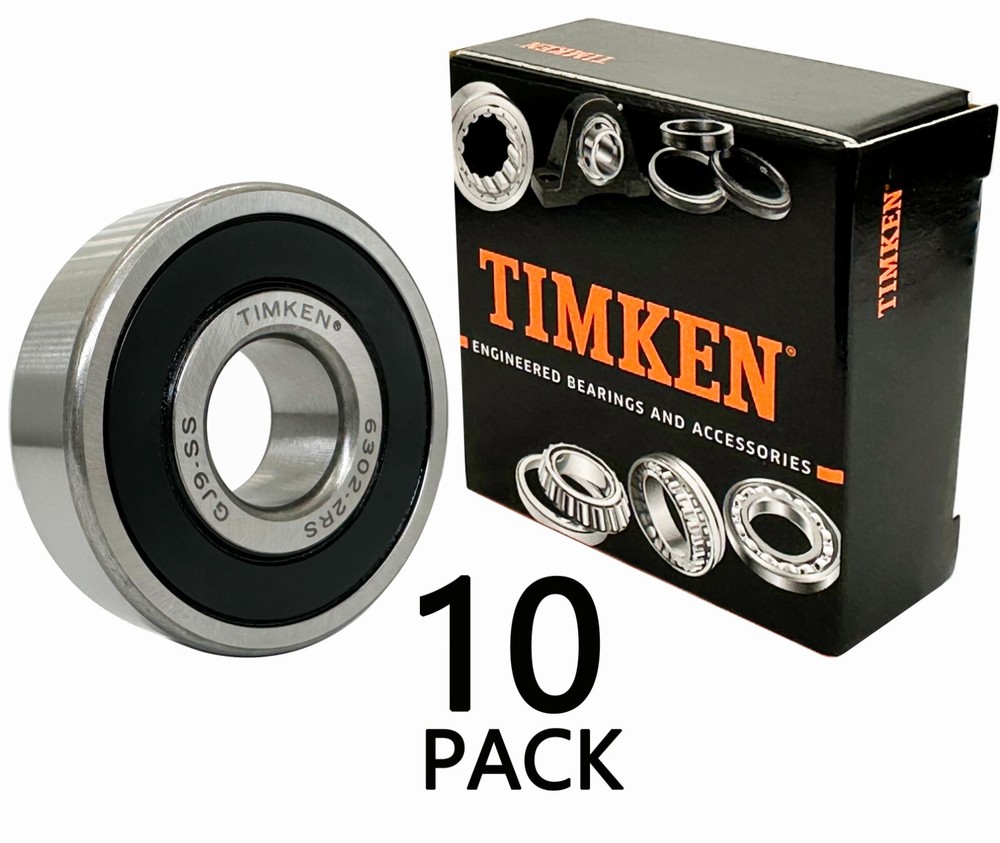 NEW 10PACK TIMKEN 6302-2RS 15X42X13MM Double Rubber Seal Bearings