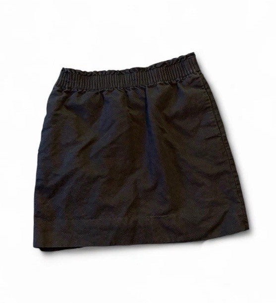 J.CREW Linen Cotton Sz 2 Black A-Line Skirt Elastic Waist