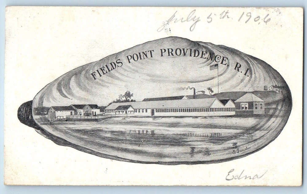 c1906's Fields Point Harbor Pier Boats Building Providence Rhode Island Postcard