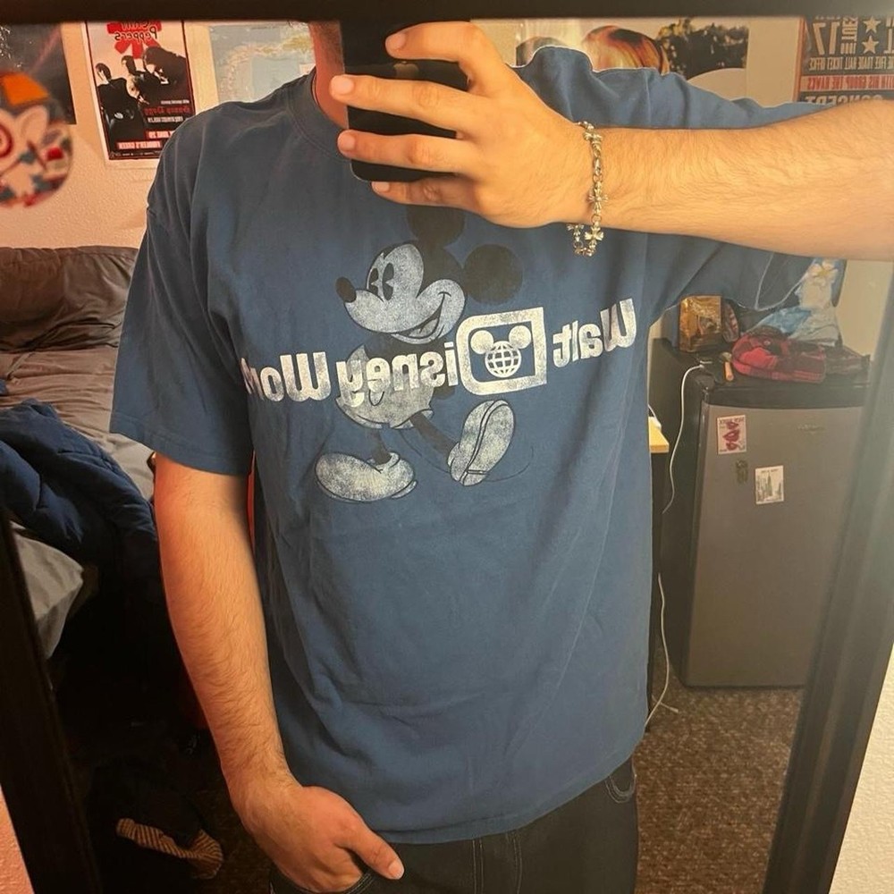 Hanes Disney Mickey Mouse Walt Disney World Blue Adult T-Shirt Size L