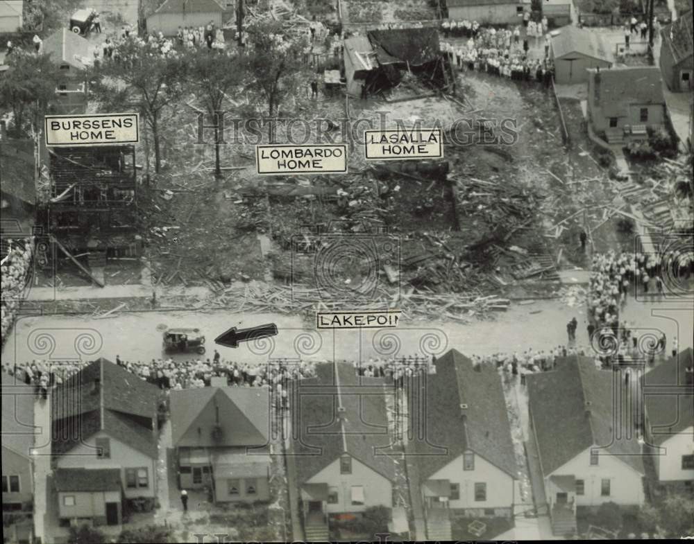 1931 Press Photo Aerial View Of Natural Gas Explosion Destruction In Detroit