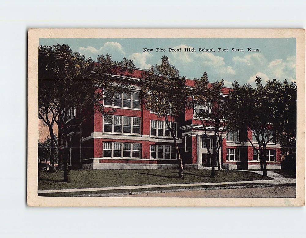 Postcard Fire Proof High School Fort Scott Kansas USA